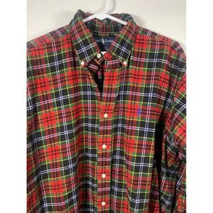 Ralph Lauren Blake Plaid Button-Up Shirt Red Green‎ Tartan Classic Men's Medium